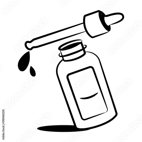 Doodle style icon depicting a serum