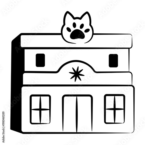 Hand drawn style icon of a vet clinic