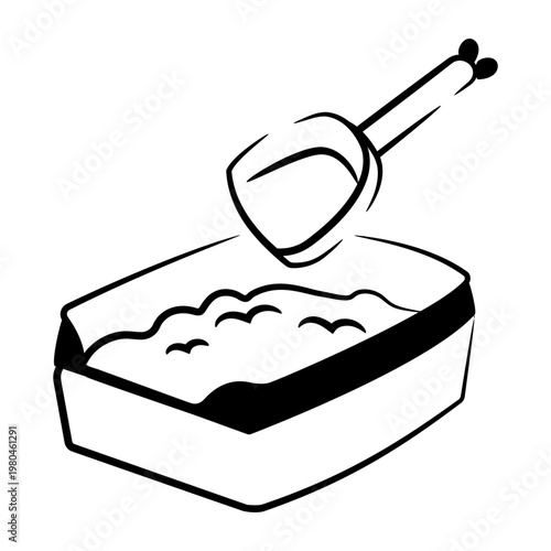 Hand drawn icon of a litter box