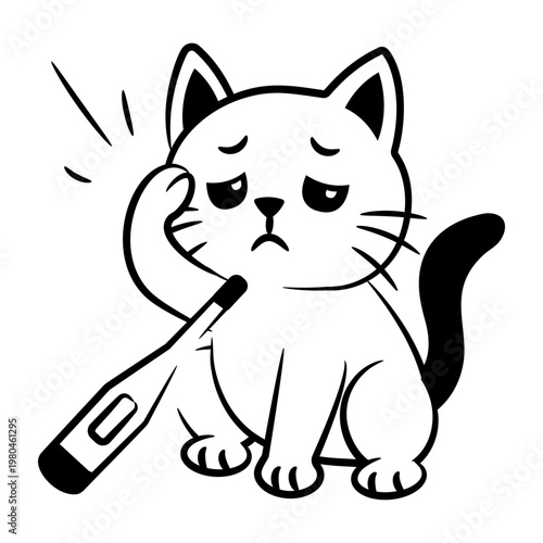 A doodle style icon depicting a cat fever