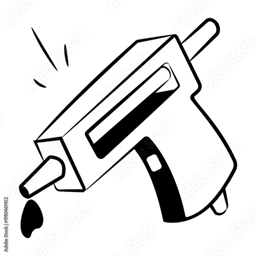 A hand drawn icon of a glue gun