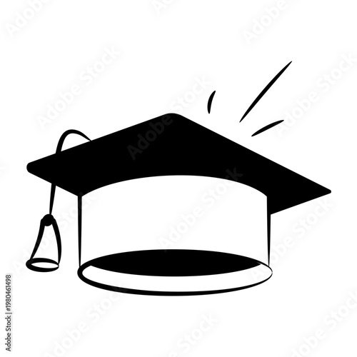 Doodle style icon showing a graduation cap