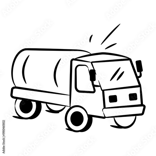 Doodle style icon showing a fuel truck