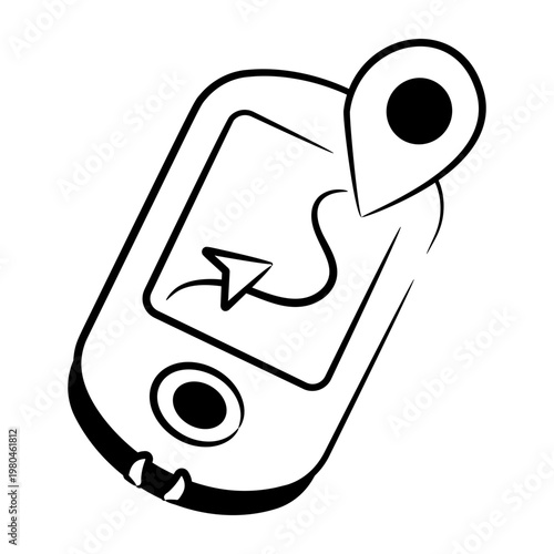 Hand drawn style icon of a gps navigator