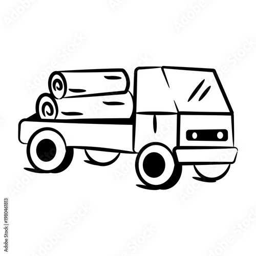 A drawing style icon of a wood truck