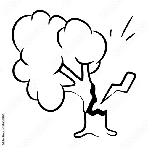 Drawing style icon showing a storm damage