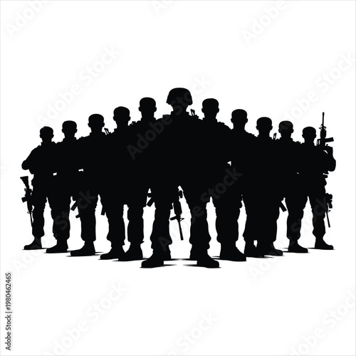 Military team vector silhouette line art logo design concept illustration idea