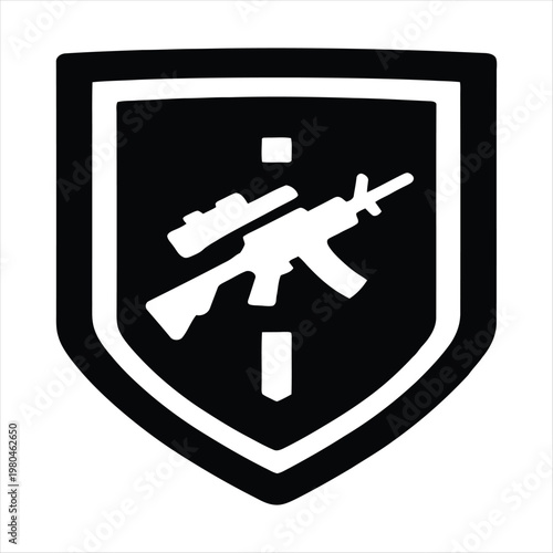 Military team vector silhouette line art logo design concept illustration idea