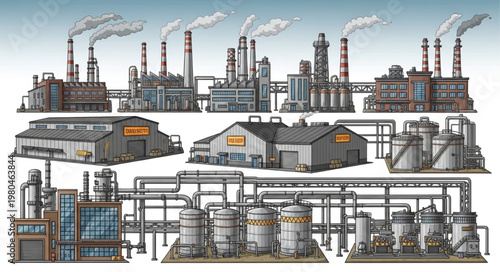 Collection of Industrial Factory Buildings and Structures.