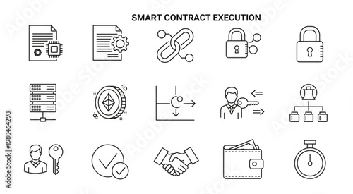 Smart contract execution process with blockchain technology and security measures.