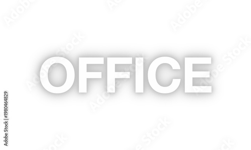 Glowing White Neon Office Sign no Background 