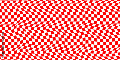 Red and white checkerboard pattern. Seamless vector design suitable for fashion, home wares and branding