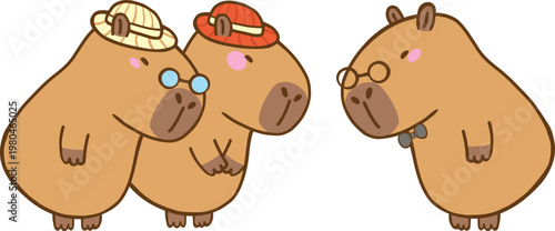 Illustration of Kawaii Capybara thankful pose