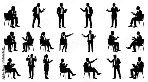 Business People Silhouettes - Diverse Poses for Corporate Concepts