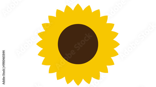 Bright yellow sunflower with dark brown center, a symbol of summer and happiness, perfect for graphic design and decoration