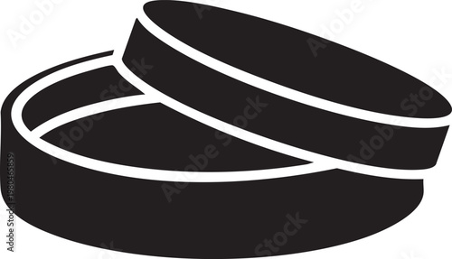 Black rubber O-ring gaskets, industrial seals, white background, vector icons