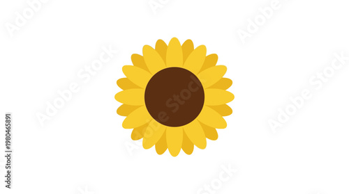 Bright yellow sunflower vector illustration in a minimalist flat design style, perfect for springtime and summer floral themes, representing growth and happiness