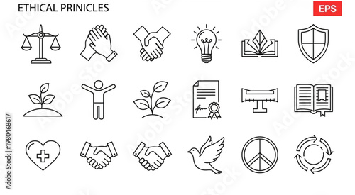 Ethical Principles Illustrated - A Collection of Symbolic Icons Representing Core Values.