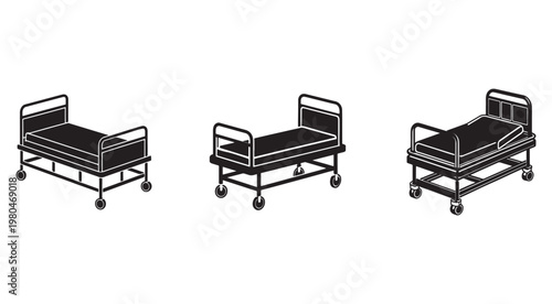 Hospital beds with wheels in different positions for patient care and comfort in medical settings  hospital beds with wheels