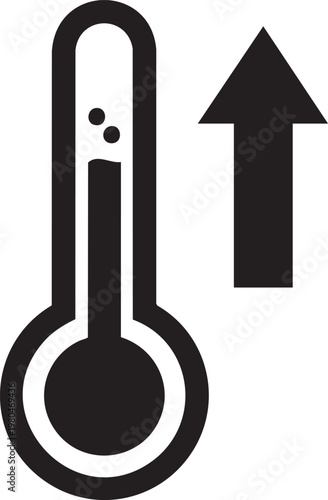 Temperature rise, global warming icon, climate change symbol, thermometer vector