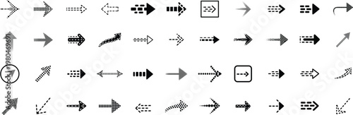 Collection of black arrow icons diverse directions and navigation symbols