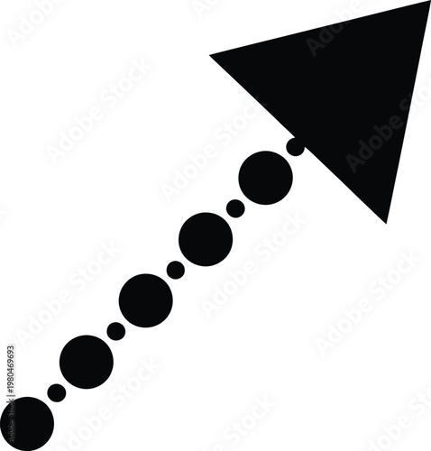 Black arrow with trailing dots a minimalist directional graphic
