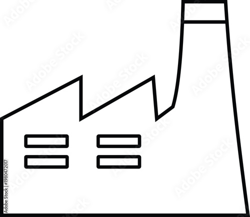 Factory Production Icon � Industrial Building Representing Manufacturing, Production Line, Industry, and Business Operations with Transparent Background