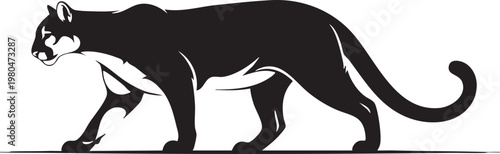 Graceful silhouette of a mountain lion in mid-stride