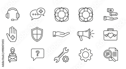 Collection of various support and assistance icons for different services and help.