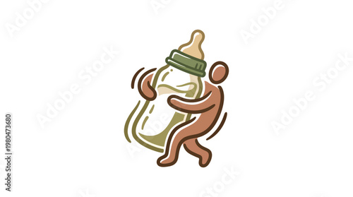 Person Carrying Oversized Baby Bottle Icon
