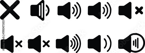 speaker media control icons mute unmute volume indicator vector ui