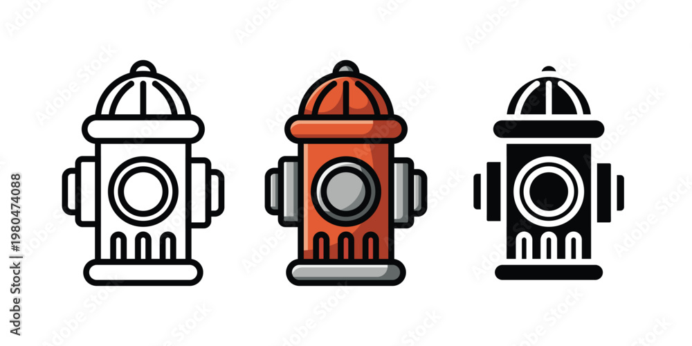 Obraz premium Simple Fire Hydrant icon set