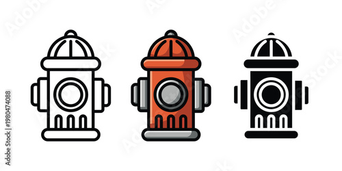 Simple Fire Hydrant icon set