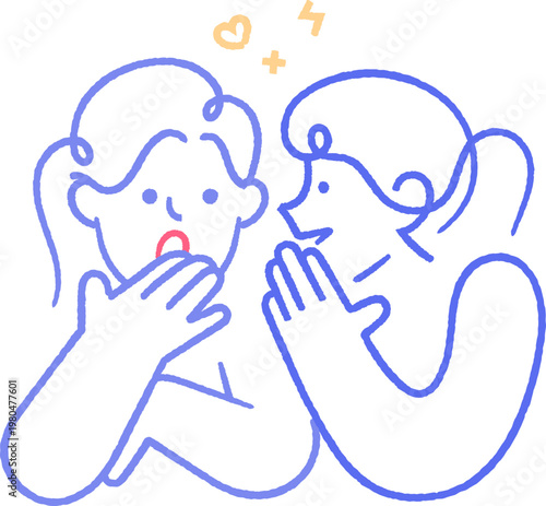 constructive gossip and whispering roughen single line art hand-drawn
