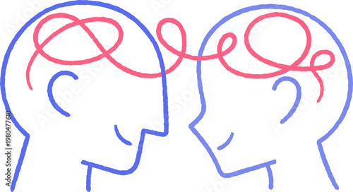 abstract human face shared feeling mental health and human connection roughen line illustration
