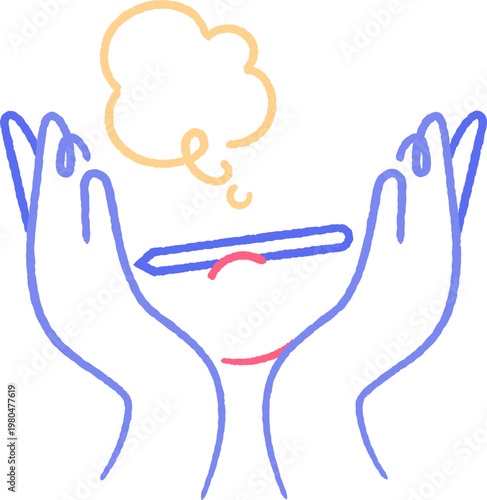 hands on cheek sigh and contemplation negative emotion roughen single line art handdrawn
