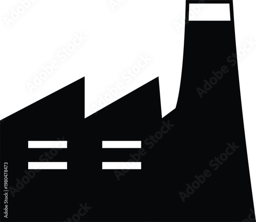 Factory Production Icon � Industrial Building Representing Manufacturing, Production Line, Industry, and Business Operations with Transparent Background
