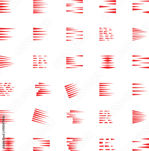 Red Speed Motion Lines Set for Comic and Manga Action Vector