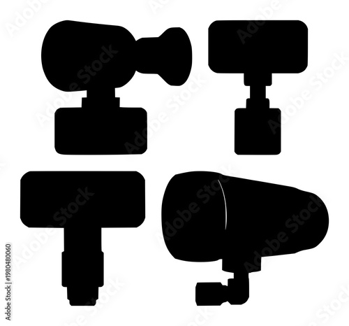 Air quality monitoring sensor set with solid black icon, white background featuring icons, interface, technology with environmental and health