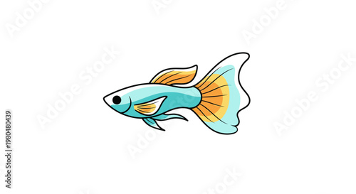 Colorful small blue fish swimming.