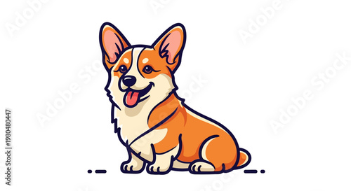 Corgi dog sitting and smiling sweetly.