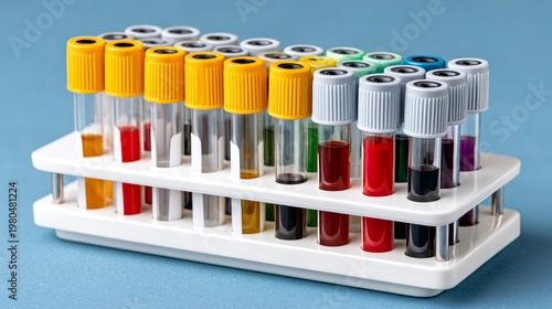 Medical laboratory samples displaying various test tubes for analysis