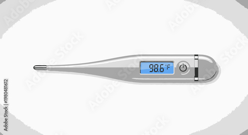 Digital Thermometer Displaying Normal Body Temperature, Health Monitoring