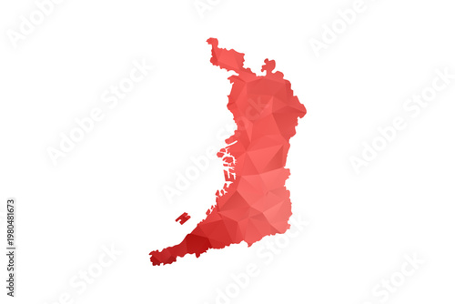 Osaka Map - Polygon Style Vector Illustration in Red Gradient, Low Poly Geometric Design, Isolated on White Background, Perfect for Infographics, Reports, and Educational Materials.