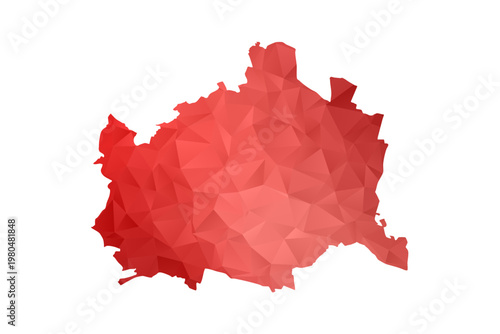 Vienna Map - Polygon Style Vector Illustration in Red Gradient, Low Poly Geometric Design, Isolated on White Background, Perfect for Infographics, Reports, and Educational Materials.