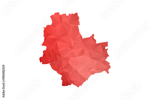 Warsaw Map - Polygon Style Vector Illustration in Red Gradient, Low Poly Geometric Design, Isolated on White Background, Perfect for Infographics, Reports, and Educational Materials.