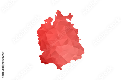 Zurich Map - Polygon Style Vector Illustration in Red Gradient, Low Poly Geometric Design, Isolated on White Background, Perfect for Infographics, Reports, and Educational Materials.