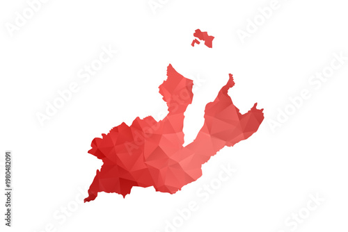 Geneva Map - Polygon Style Vector Illustration in Red Gradient, Low Poly Geometric Design, Isolated on White Background, Perfect for Infographics, Reports, and Educational Materials.