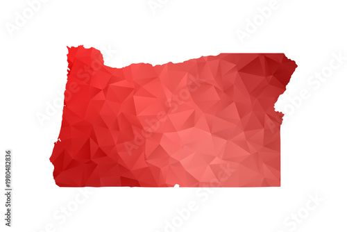 Oregon Map - Polygon Style Vector Illustration in Red Gradient, Low Poly Geometric Design, Isolated on White Background, Perfect for Infographics, Reports, and Educational Materials.