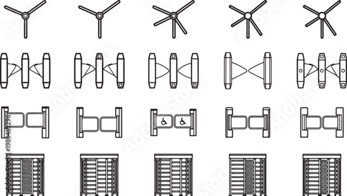 A comprehensive collection of schematic diagrams showcasing various abstract technical mechanisms, each meticulously crafted to highlight form and function.